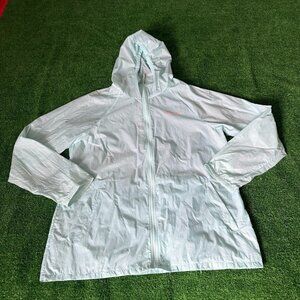 Outventure Light Green Full Zip Windbreaker Jacket Hooded Running Hiking Size L